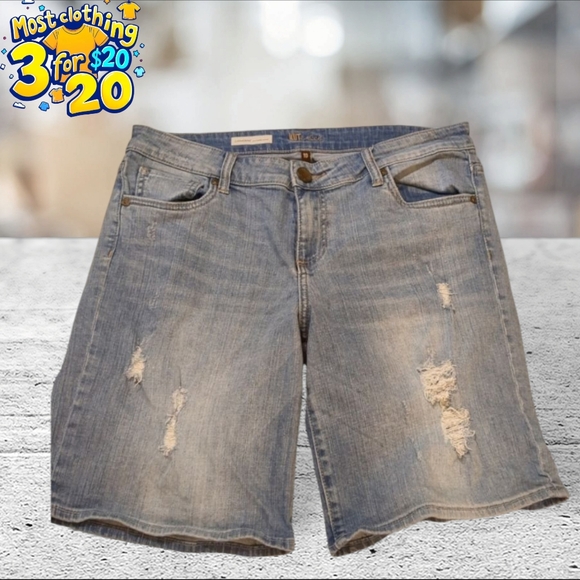 Kut from the Kloth distressed denim shorts size 10 - Picture 1 of 11
